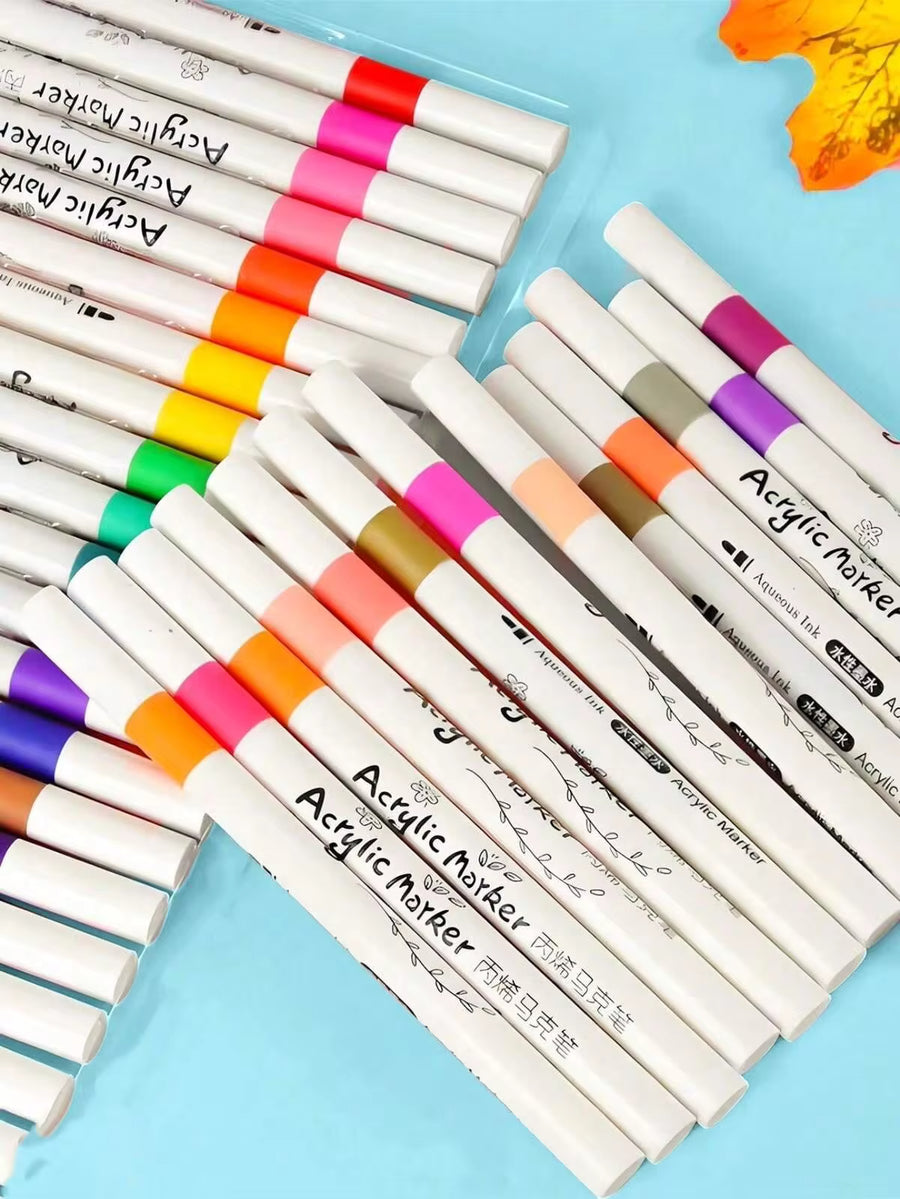 60 Colors Acrylic Paint Markers, Suitable For Painting And Art DIY Creation, Waterproof, Washable, Can Be Used On Fabric, Glass, Ceramic, Plastic And Most Surfaces, Art DIY Creation, Sketching And Office Art Supplies