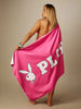 Missguided x Playboy Bunny Logo Beach Towel Large Oversized Hot Pink Summer Pool Vacation Accessory
